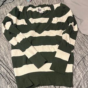 SO Olive Green and White Striped Tee